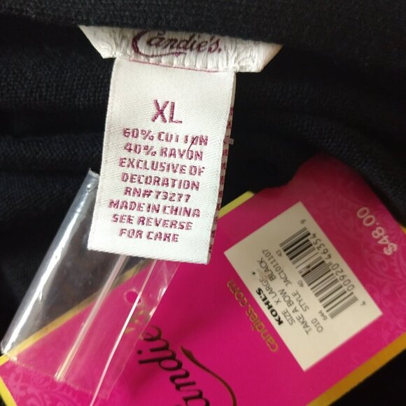 Candie’s Juniors  XL Black Beaded Button Up Cropped 3/4 Sleeve Cardigan New - Picture 4 of 4